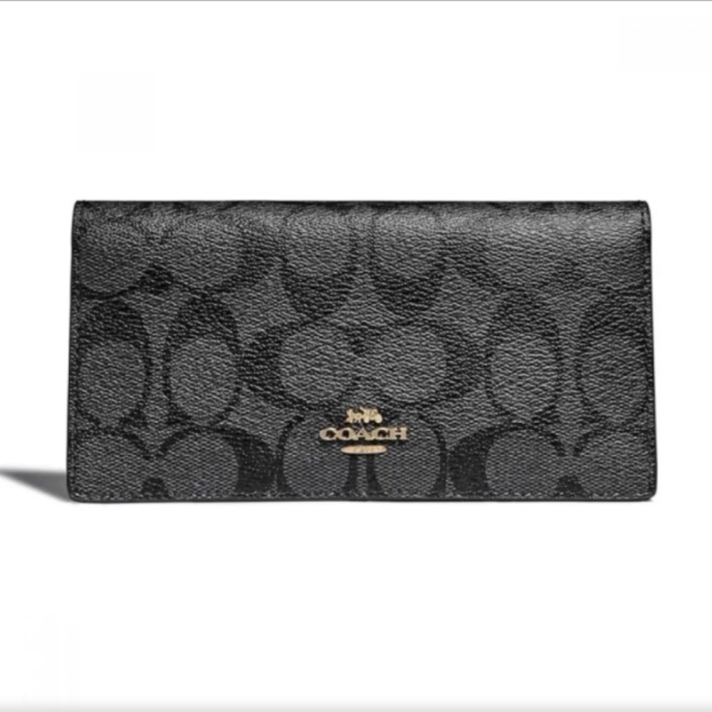 Coach Bifold Wallet In Signature Canvas F88026 black and gray